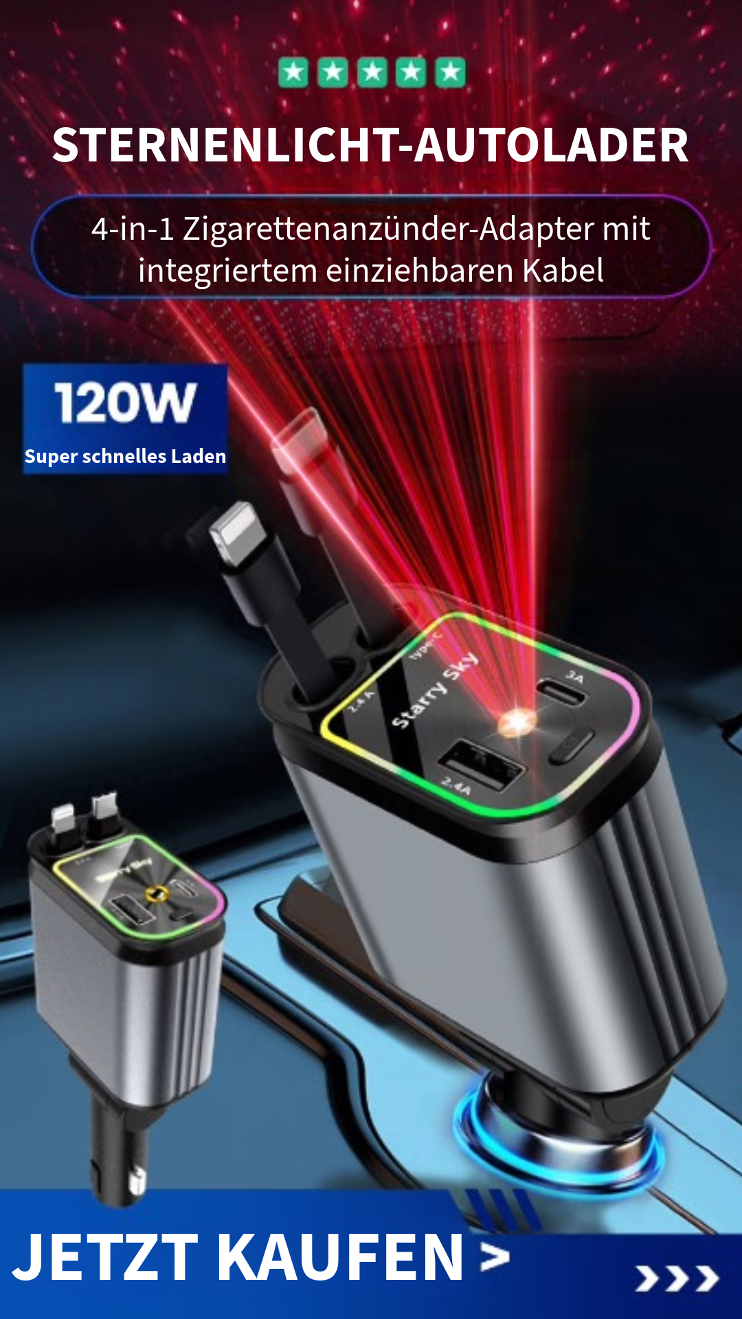 4-in-1 Auto-Ladegerät