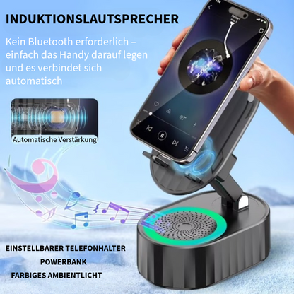 Telefonständer mit integriertem Lautsprecher und Powerbank