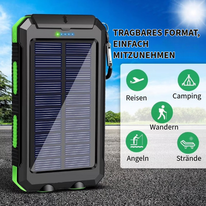 Wasserdichte Powerbank mit Solarbetrieb