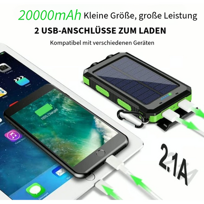 Wasserdichte Powerbank mit Solarbetrieb